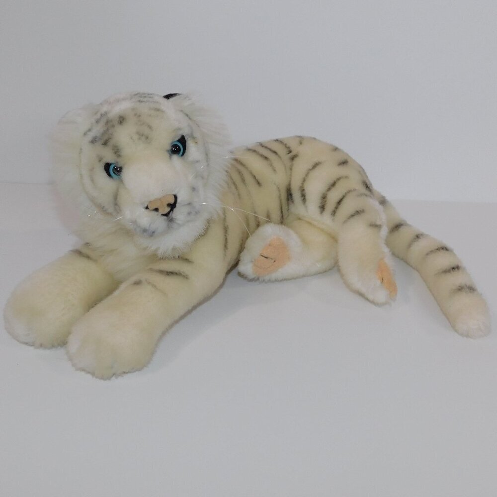 VTG Busch Gardens White leucist Bengal Tiger Laying 11" Plush Stuffed Toy Animal
